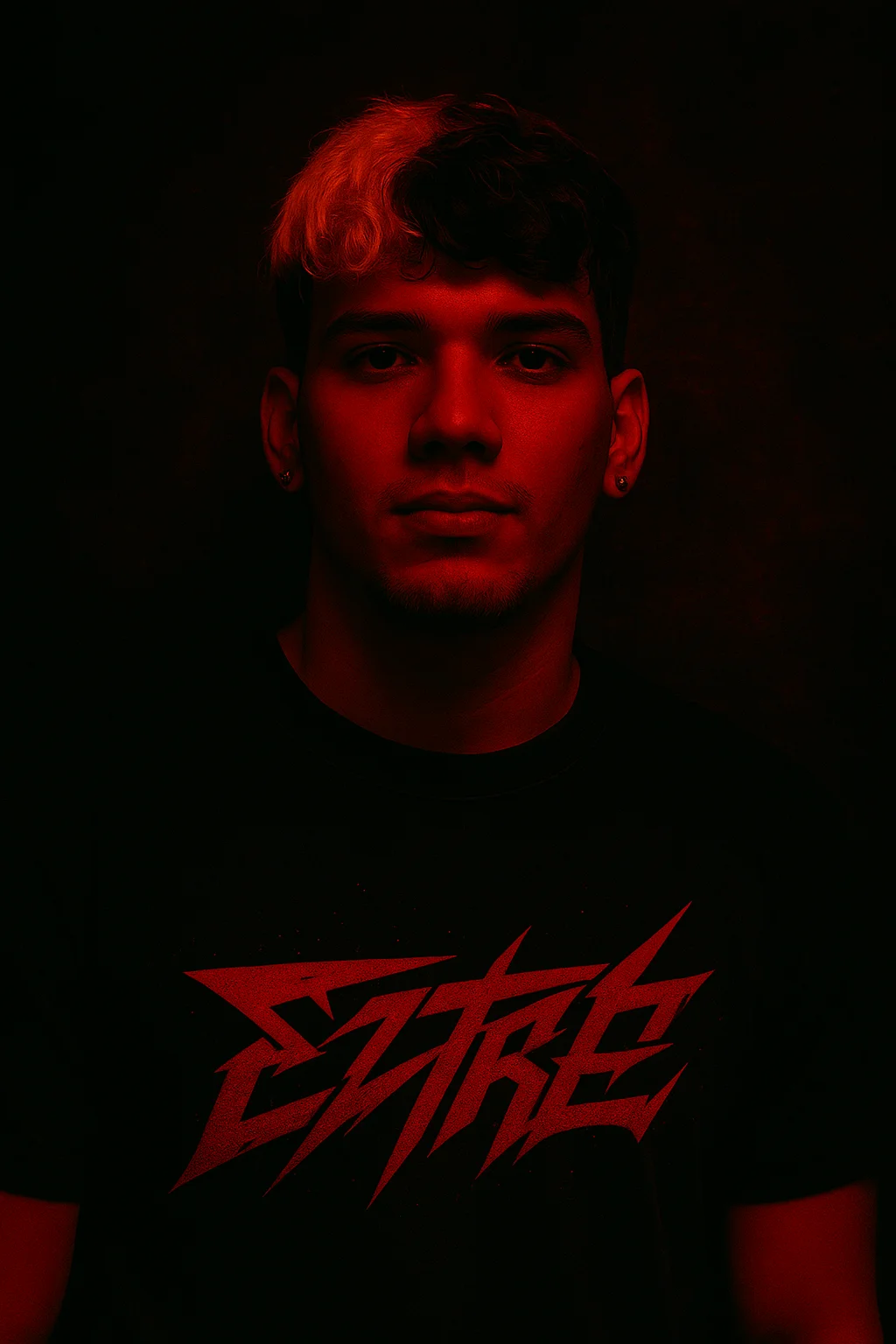 Visual de artista emergente estilo hyperpop y glitchcore